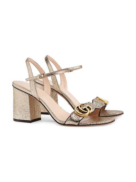 gucci metallic laminate leather mid-heel sandal|Gucci leather sandals for men.